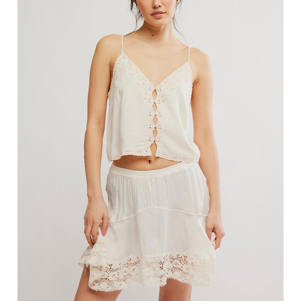 Free People Cream Eyelet Lace Camisole
